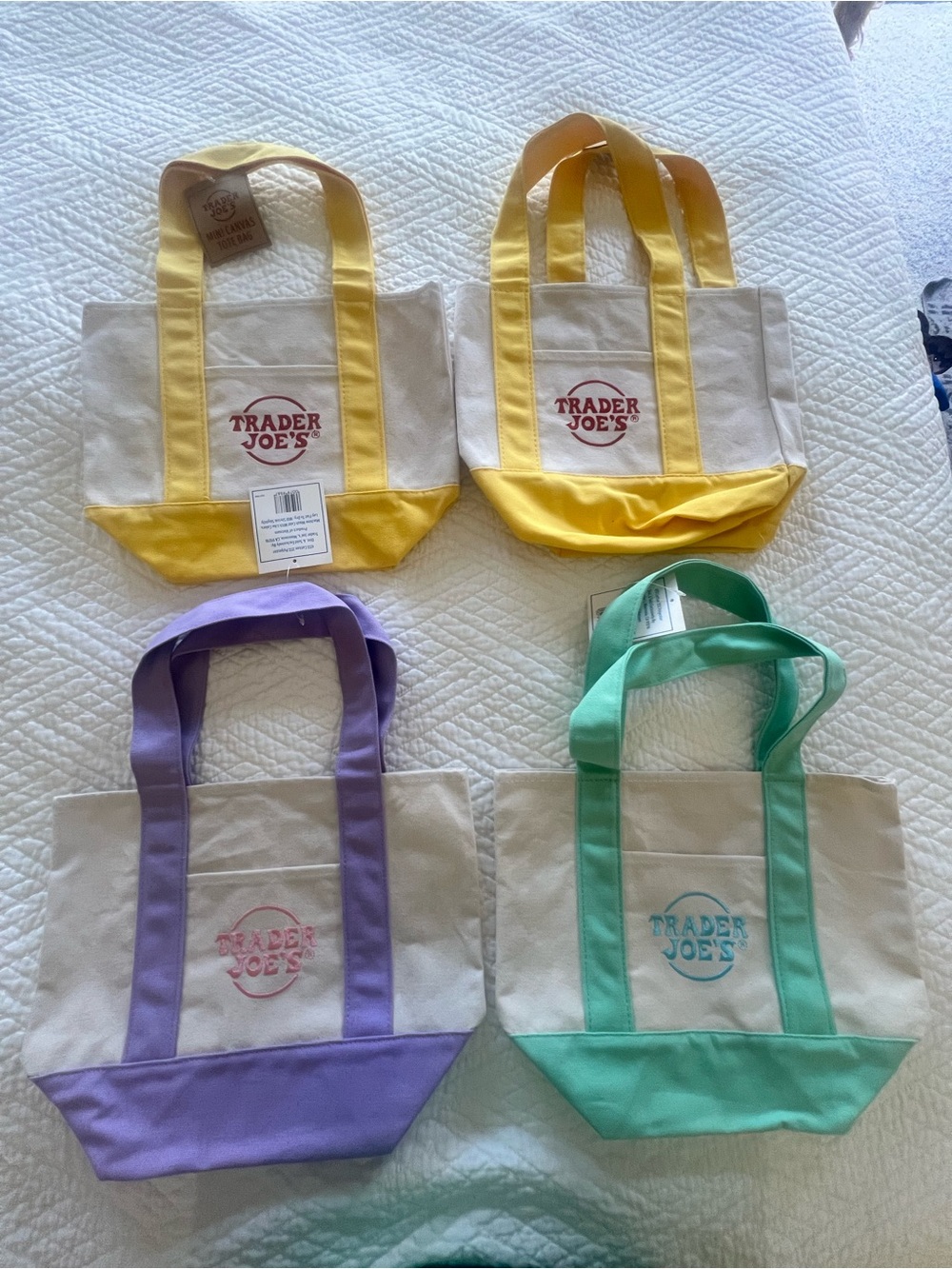 Trader Joe’s Mini Canvas Tote Bundle – Pastel Colors 🌼💜🩵 - Picture 4 of 4